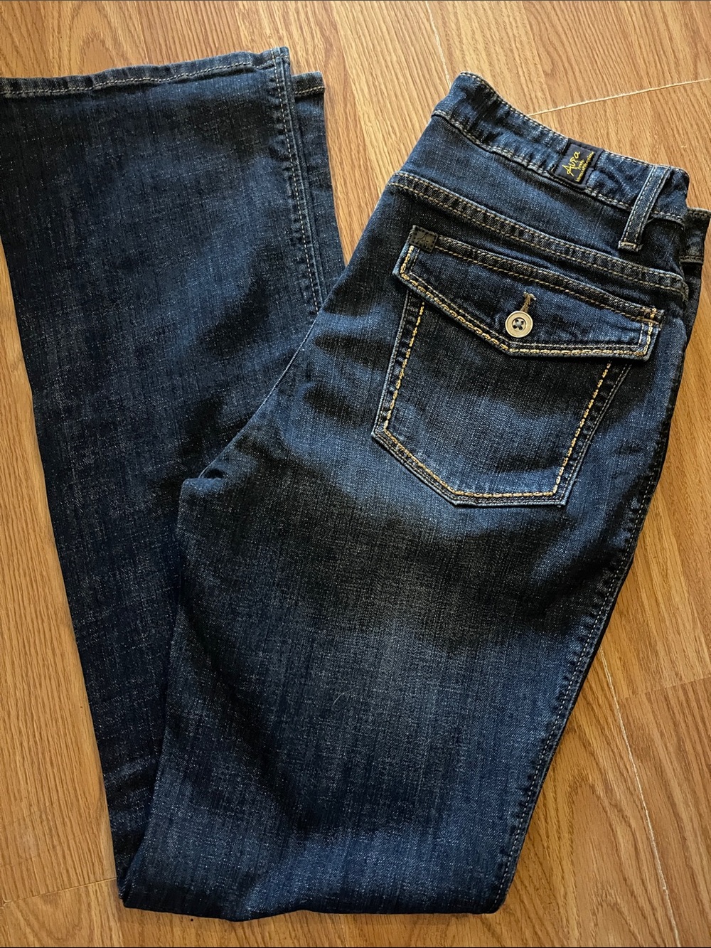 Aura Women's Dark Blue Boot Cut Jeans with Button Flap Pocket